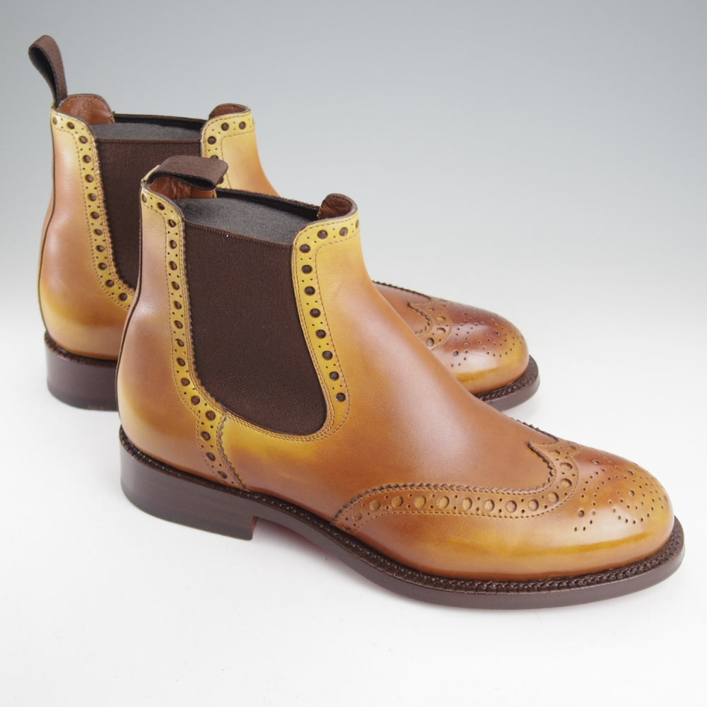 美品★(伊)サントーニ SIZE 5.5【上級★グッドイヤーウェルテッド製法/サイドゴアブーツ】カーフ/薄茶/メンズ/Santoni★o597