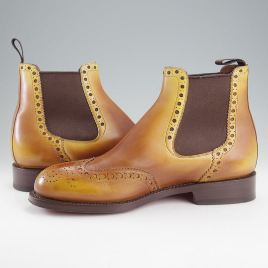 美品★(伊)サントーニ SIZE 5.5【上級★グッドイヤーウェルテッド製法/サイドゴアブーツ】カーフ/薄茶/メンズ/Santoni★o597