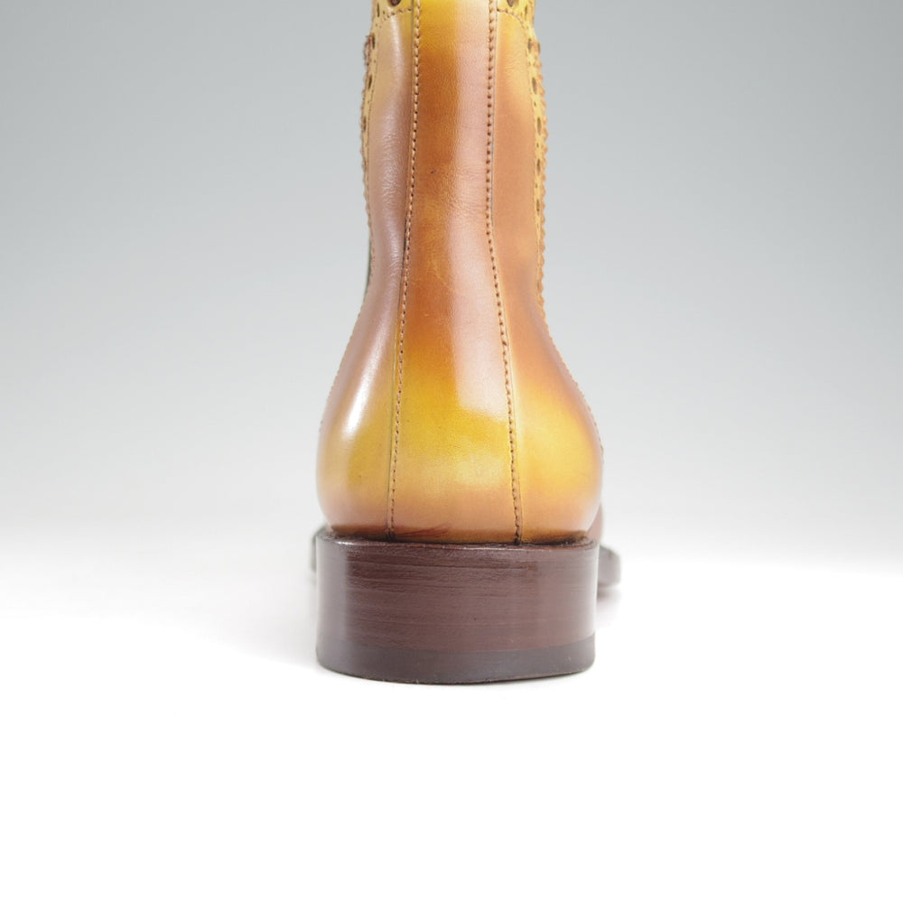 美品★(伊)サントーニ SIZE 5.5【上級★グッドイヤーウェルテッド製法/サイドゴアブーツ】カーフ/薄茶/メンズ/Santoni★o597