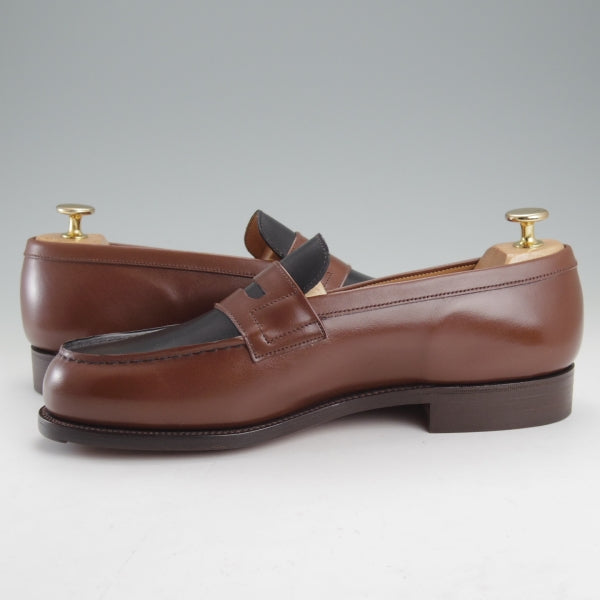 未使用★J.M.ウエストン 7D【定価￥156,200-★トゥモローランド別注/180】コンビ仕様/コインローファー/41ラスト/茶×黒/Weston★n573