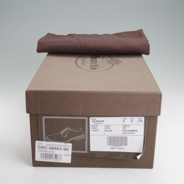 未使用★チャーチ 80G/UK8【定価￥181,500-★SHANNON/シャノン】103ラスト/プレーントゥ/黒/メンズ/Church's★n574