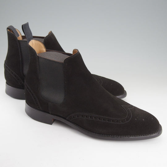 美品★クロケット&ジョーンズ 7.5E【現行定価10万円以上★NEWBURY 2/サイドゴアブーツ】318ラスト/スエード/黒/Crockett&Jones★o603