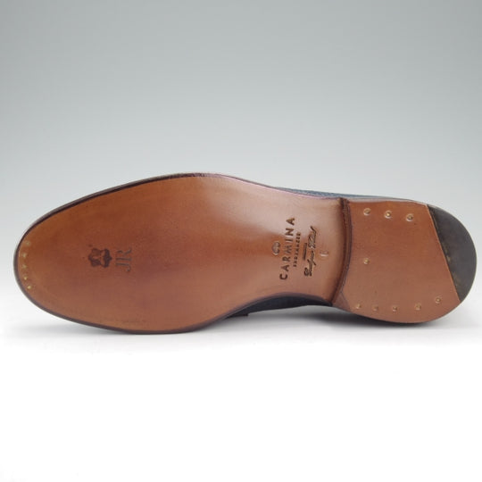 未使用★(スペイン製)カルミナ SIZE 6【現行定価20万円以上★リザード革/コインローファー/80578】GENOVAラスト/紺/メンズ/CARMINA★n577