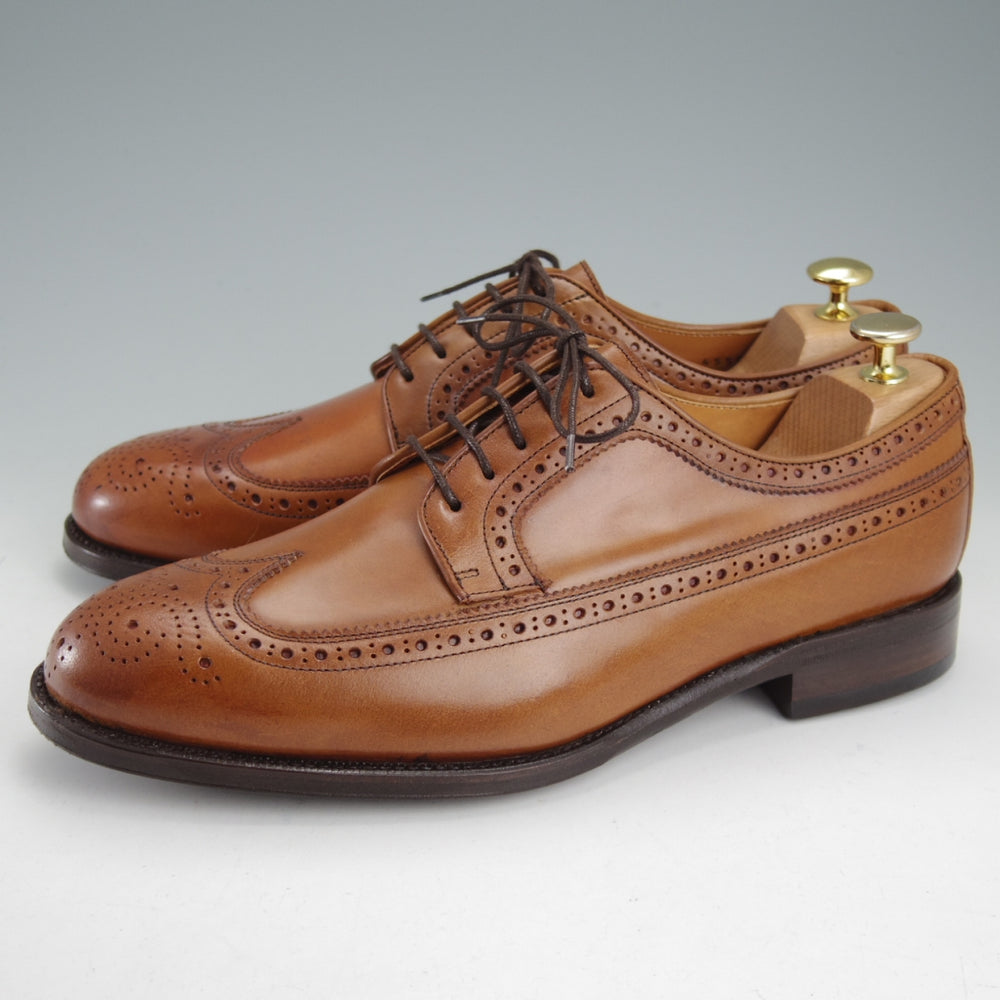 未使用★(英)Herring Shoes/ヘリングシューズ 8.5F【茶系コードバン仕様★CRAWLEY/ロングウイング】クローリー/TAN/茶/メンズ★o071