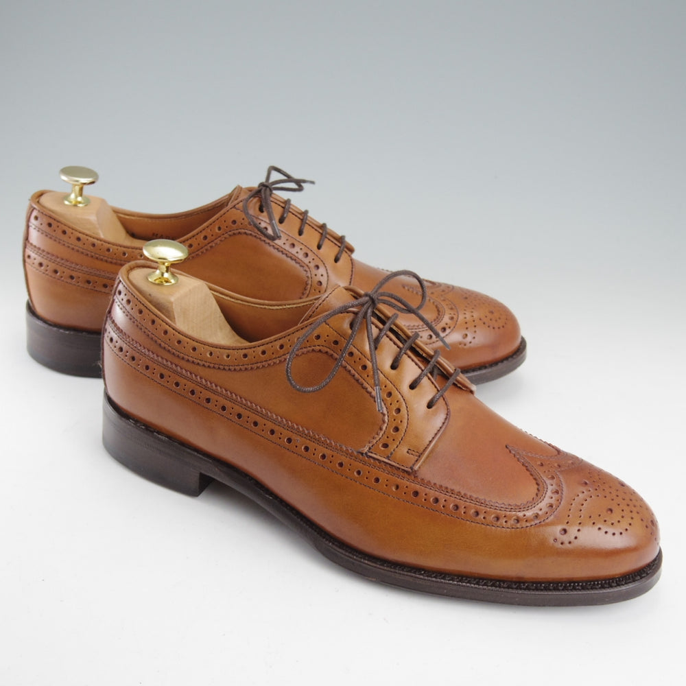 未使用★(英)Herring Shoes/ヘリングシューズ 8.5F【茶系コードバン仕様★CRAWLEY/ロングウイング】クローリー/TAN/茶/メンズ★o071