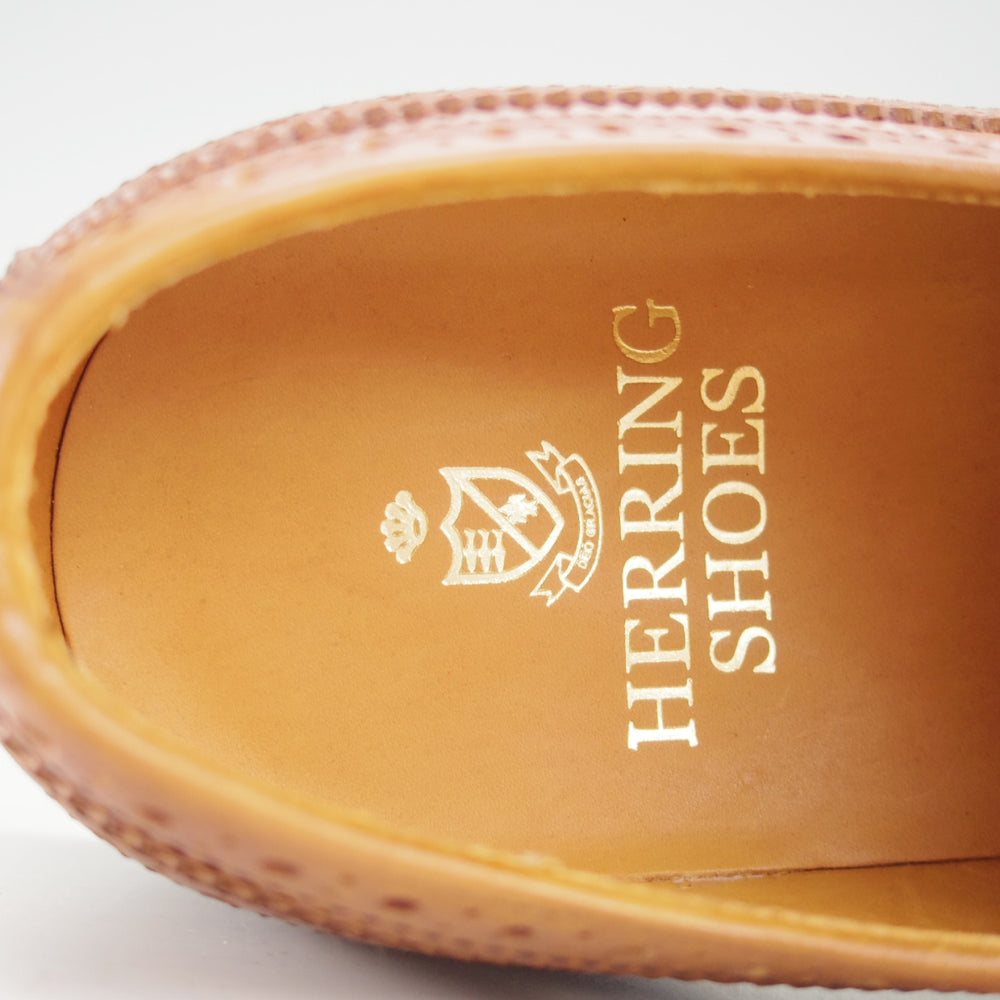 未使用★(英)Herring Shoes/ヘリングシューズ 8.5F【茶系コードバン仕様★CRAWLEY/ロングウイング】クローリー/TAN/茶/メンズ★o071