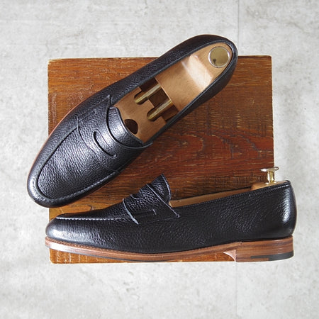 極美品★ジョンロブ 7.5E【定価￥269,500-★LOPEZ/ロペス/TENSILE】4395ラスト/コインローファー/シボ革/黒/メンズ/JOHN LOBB★n590