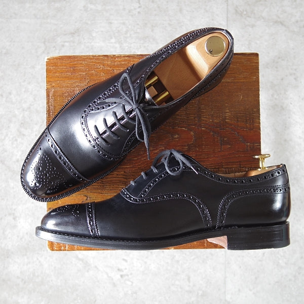 極美品★チャーチ 75F/UK7.5【現行定価￥176,000-★ディプロマット/DIPLOMAT】173ラスト/セミブローグ/カーフ/黒/Church's★n596