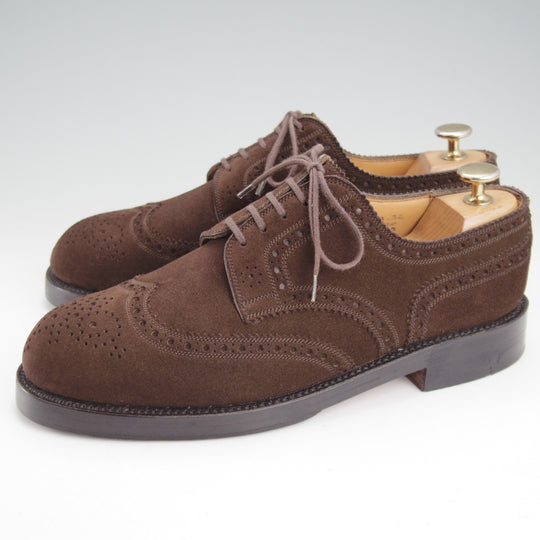 美品★J.M.ウエストン 6.5D【貴重★589/フルブローグ/32ラスト】旧ロゴ/スエード/濃茶/メンズ/ビンテージ/Weston/ウェストン★o082