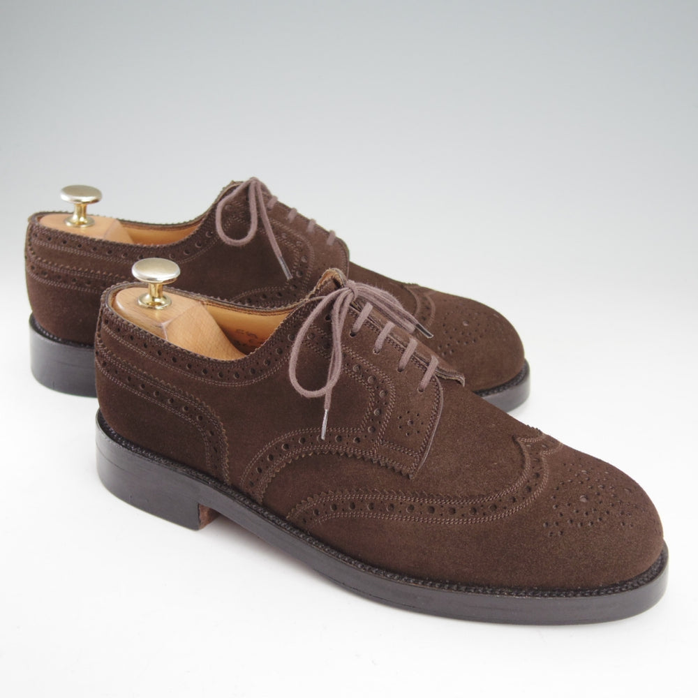 美品★J.M.ウエストン 6.5D【貴重★589/フルブローグ/32ラスト】旧ロゴ/スエード/濃茶/メンズ/ビンテージ/Weston/ウェストン★o082