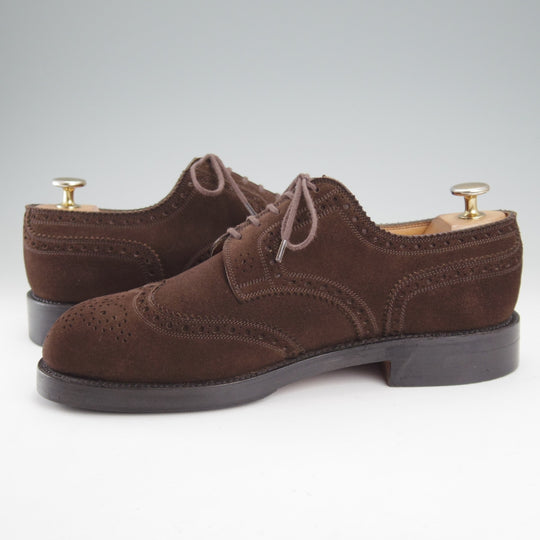 美品★J.M.ウエストン 6.5D【貴重★589/フルブローグ/32ラスト】旧ロゴ/スエード/濃茶/メンズ/ビンテージ/Weston/ウェストン★o082