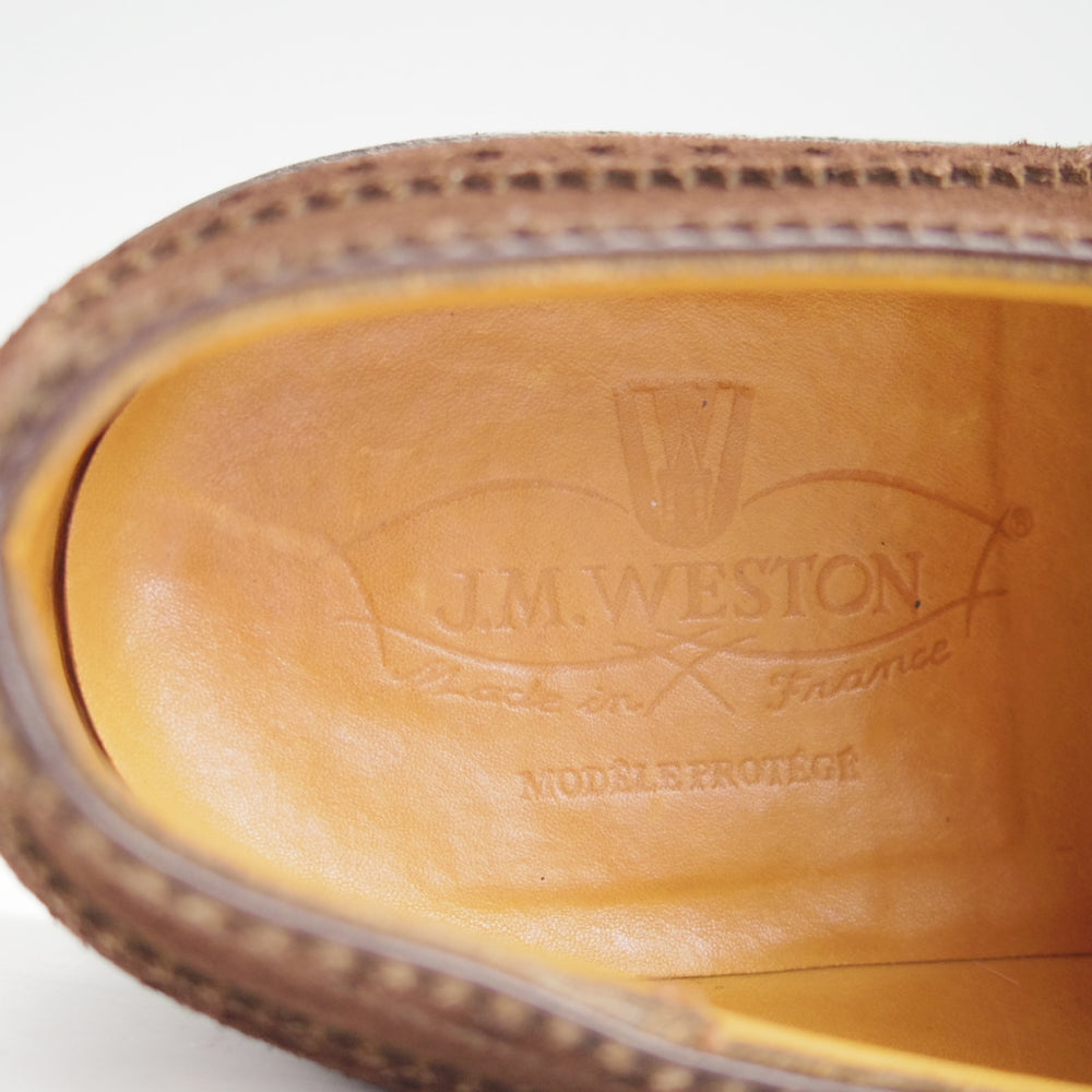 美品★J.M.ウエストン 6.5D【貴重★589/フルブローグ/32ラスト】旧ロゴ/スエード/濃茶/メンズ/ビンテージ/Weston/ウェストン★o082