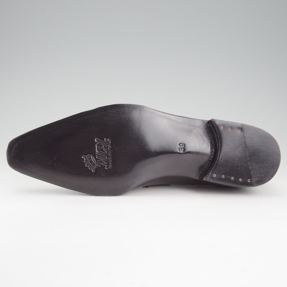未使用★(伊)DUCAL/デュカル SIZE 39【★ショートウイング/6296】カーフ/黒/メンズ★o620