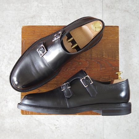 極上★ジョンロブ 6E【定価￥267,300-★MORVAL/(水牛)バッファローレザー仕様】0015ラスト/ダブルモンク/黒/メンズ/JOHN LOBB★o088