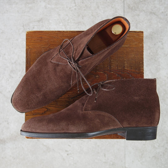 極美品★(伊)サントーニ SIZE 7【チャッカブーツ★14442/濃茶】スエード/メンズ/Santoni★o089