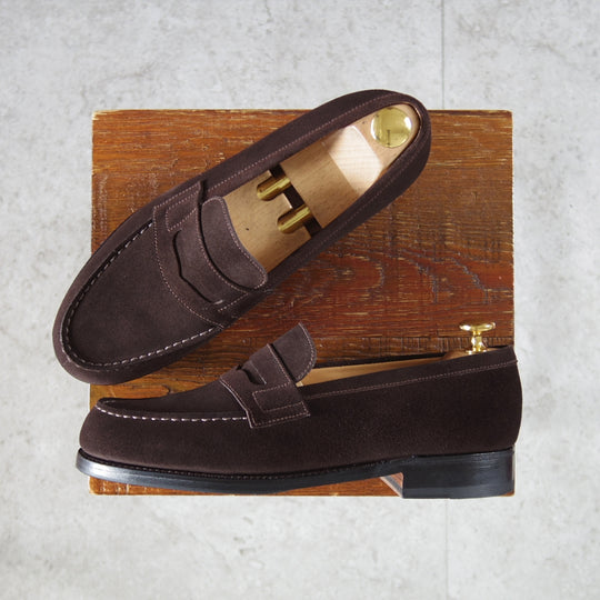 極美品★J.M.ウエストン 5C【定価￥156,200-★コインローファー/180】41ラスト/スエード/濃茶/メンズ/Weston/ウェストン★o095