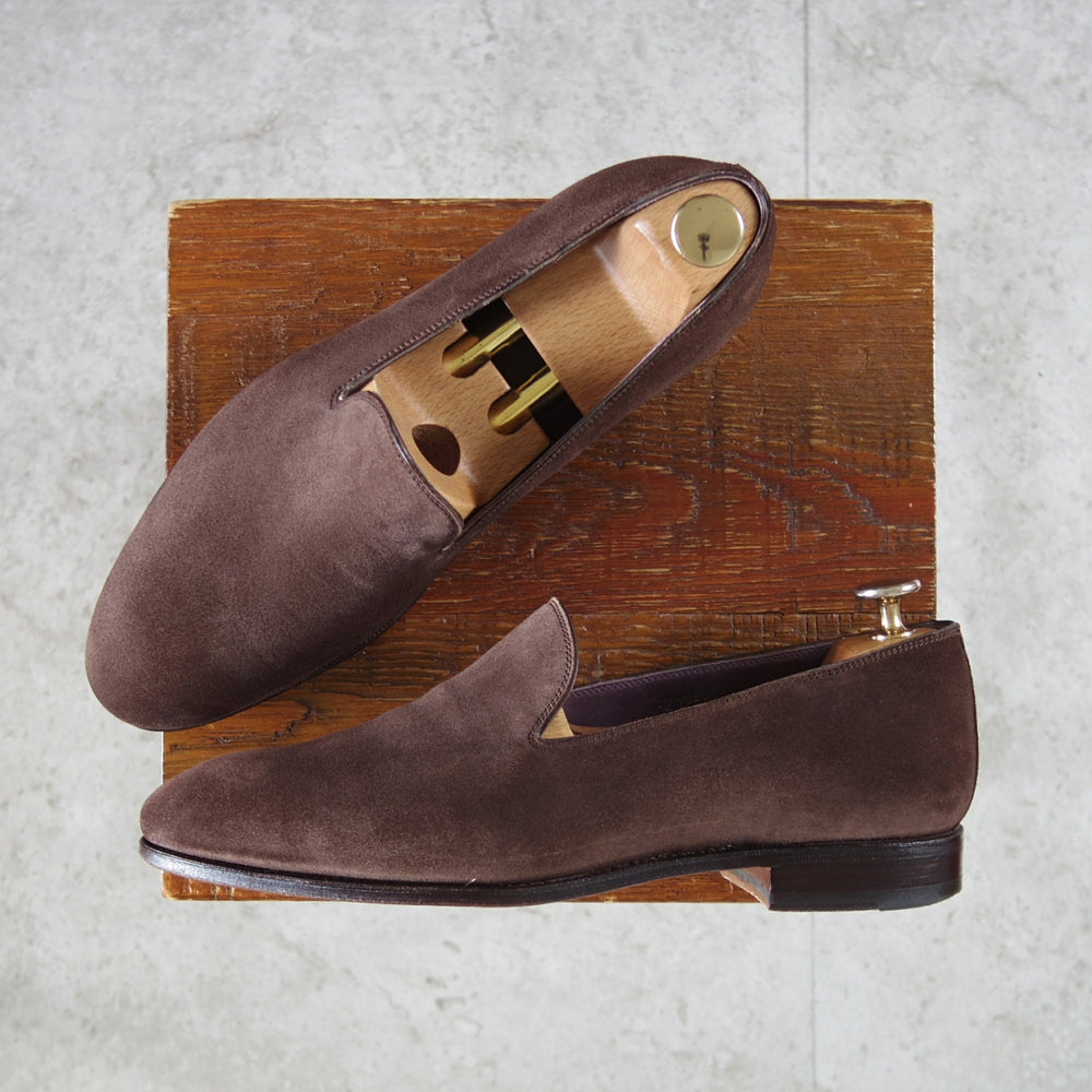 極上★(スペイン製)カルミナ SIZE 6【合計定価￥113,300-★純正ツリー付/ローファー/80384】UETAMラスト/スエード/濃茶/CARMINA★o097