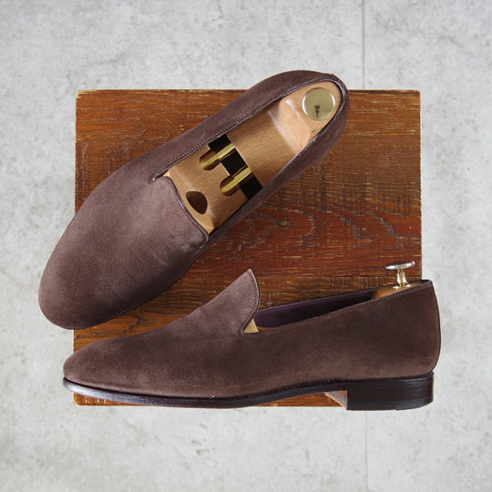 極上★(スペイン製)カルミナ SIZE 6【合計定価￥113,300-★純正ツリー付/ローファー/80384】UETAMラスト/スエード/濃茶/CARMINA★o097