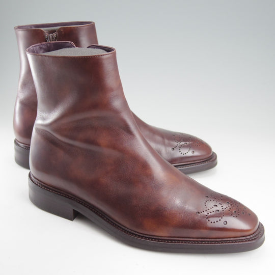 極美品★(スペイン製)カルミナ SIZE 8【モデル定価￥115,500-★オーダー品/サイドジップブーツ】ミュージアムカーフ/濃茶/CARMINA★o086