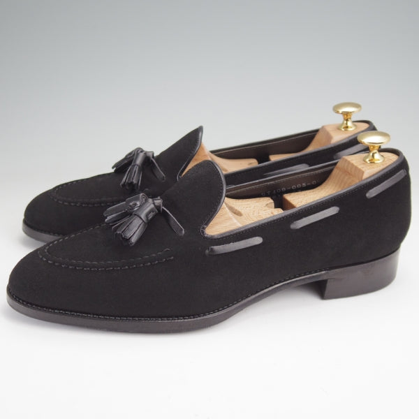 極美品★三陽山長 SIZE 7.5【現行定価￥94,600-★鹿三郎/タッセルローファー】R2010ラスト/スエード/黒/ROKUSABURO/Sanyo Yamacho★n088