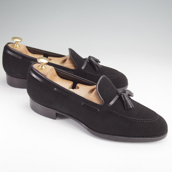 極美品★三陽山長 SIZE 7.5【現行定価￥94,600-★鹿三郎/タッセルローファー】R2010ラスト/スエード/黒/ROKUSABURO/Sanyo Yamacho★n088