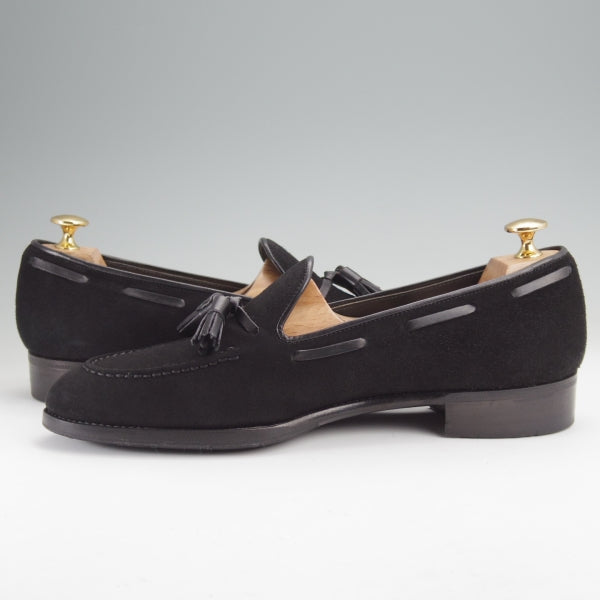 極美品★三陽山長 SIZE 7.5【現行定価￥94,600-★鹿三郎/タッセルローファー】R2010ラスト/スエード/黒/ROKUSABURO/Sanyo Yamacho★n088