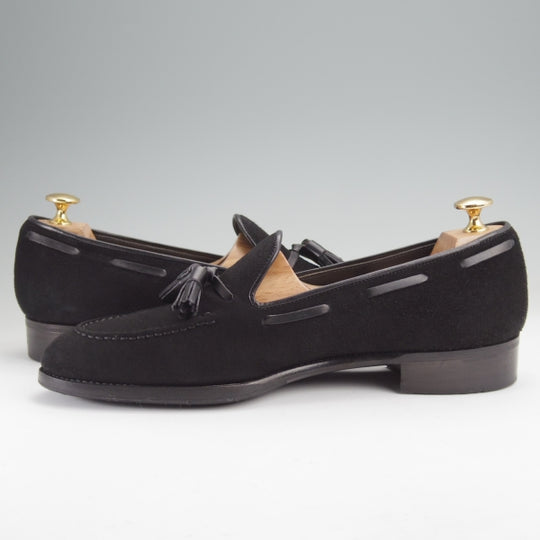 極美品★三陽山長 SIZE 7.5【現行定価￥94,600-★鹿三郎/タッセルローファー】R2010ラスト/スエード/黒/ROKUSABURO/Sanyo Yamacho★n088