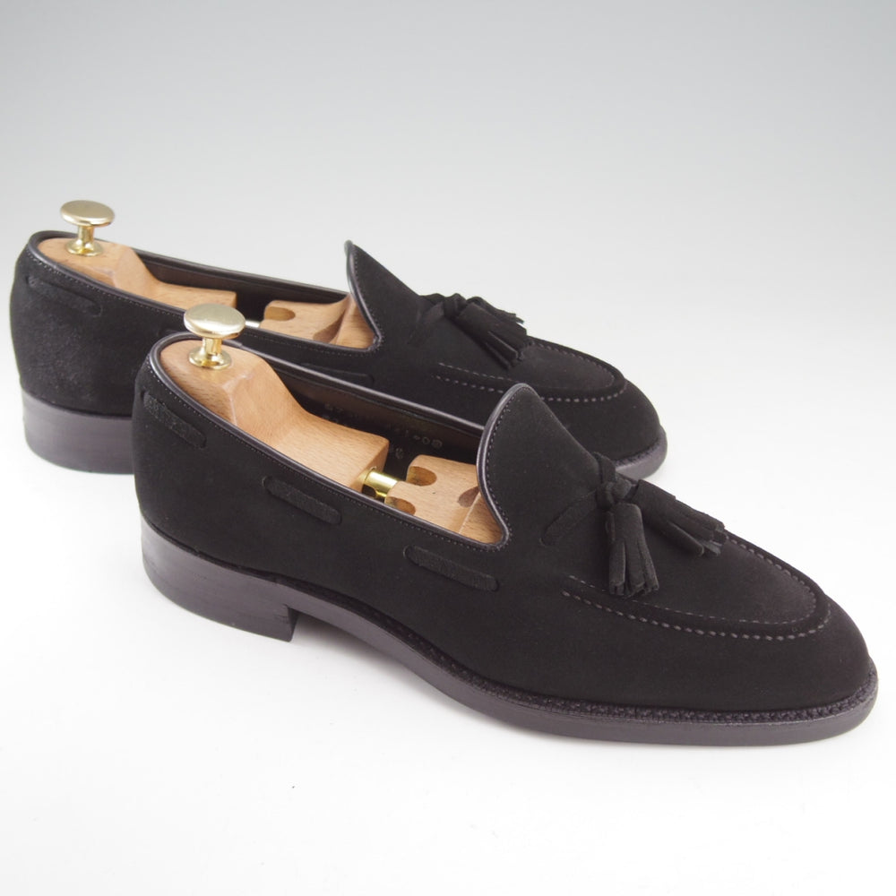 極上★三陽山長 SIZE 6.5【現行定価￥102,300-★鹿三郎/タッセルローファー】R2010Sラスト/スエード/黒/メンズ/Sanyo Yamacho★o630