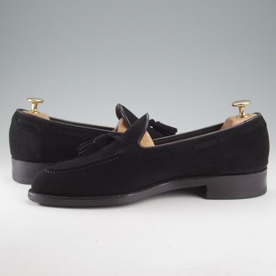 極上★三陽山長 SIZE 6.5【現行定価￥102,300-★鹿三郎/タッセルローファー】R2010Sラスト/スエード/黒/メンズ/Sanyo Yamacho★o630