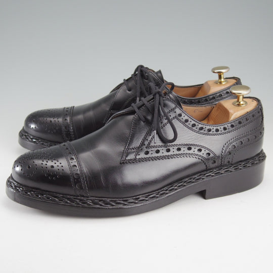 美品★(独)ハインリッヒ・ディンケラッカー SIZE 6.5【貴重★セミブローグ仕様のBUDA/ブダ】カーフ/黒/メンズ/Heinrich Dinkelacker★o633