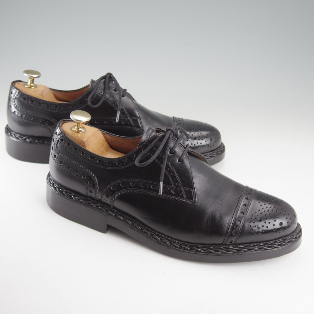 美品★(独)ハインリッヒ・ディンケラッカー SIZE 6.5【貴重★セミブローグ仕様のBUDA/ブダ】カーフ/黒/メンズ/Heinrich Dinkelacker★o633