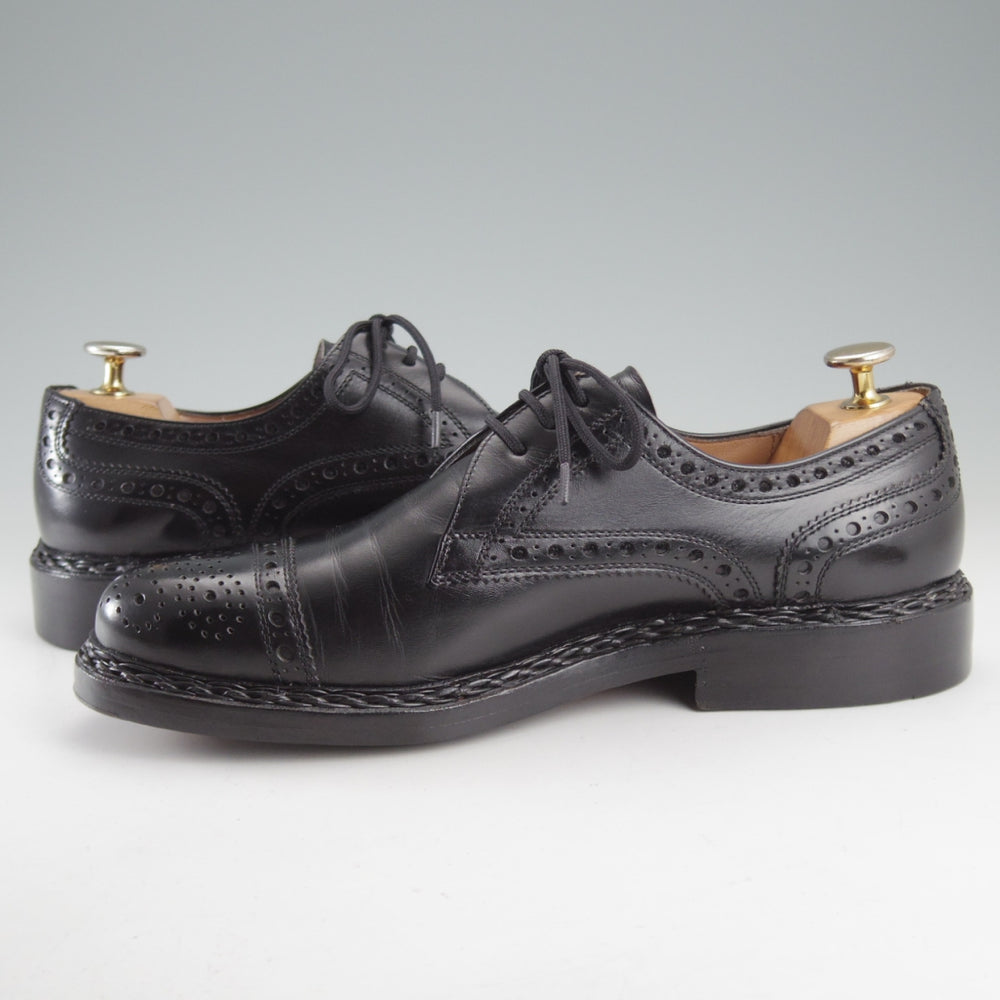 美品★(独)ハインリッヒ・ディンケラッカー SIZE 6.5【貴重★セミブローグ仕様のBUDA/ブダ】カーフ/黒/メンズ/Heinrich Dinkelacker★o633