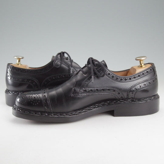 美品★(独)ハインリッヒ・ディンケラッカー SIZE 6.5【貴重★セミブローグ仕様のBUDA/ブダ】カーフ/黒/メンズ/Heinrich Dinkelacker★o633