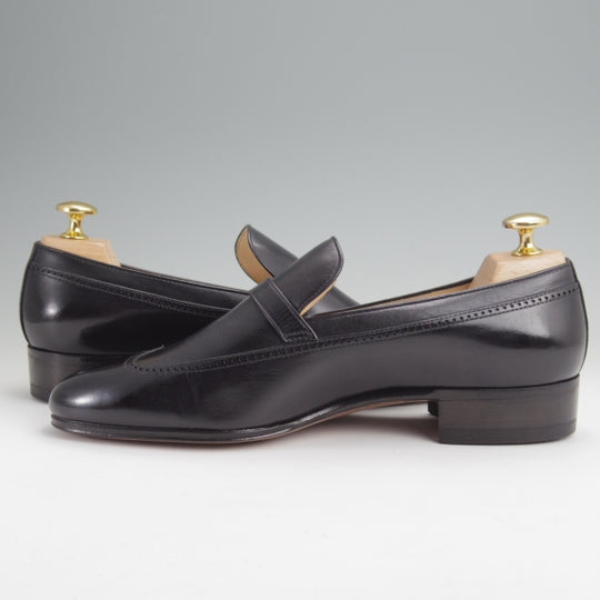 ほぼ試着程度★(伊)タニノクリスチー SIZE 5.5【定価15万円以上★ストラップローファー/黒】スリッポン/カーフ/メンズ/TANINO CRISCI★n091