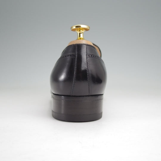 ほぼ試着程度★(伊)タニノクリスチー SIZE 5.5【定価15万円以上★ストラップローファー/黒】スリッポン/カーフ/メンズ/TANINO CRISCI★n091