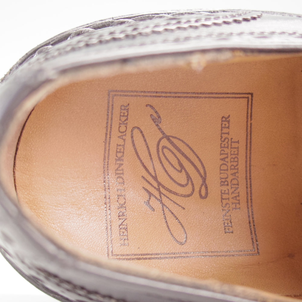 美品★(独)ハインリッヒ・ディンケラッカー SIZE 6.5【貴重★セミブローグ仕様のBUDA/ブダ】カーフ/黒/メンズ/Heinrich Dinkelacker★o633