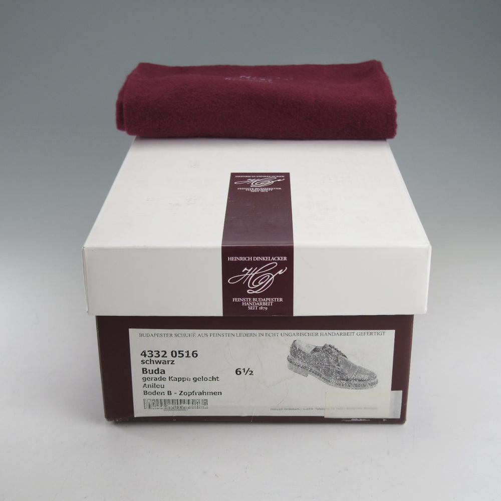 美品★(独)ハインリッヒ・ディンケラッカー SIZE 6.5【貴重★セミブローグ仕様のBUDA/ブダ】カーフ/黒/メンズ/Heinrich Dinkelacker★o633