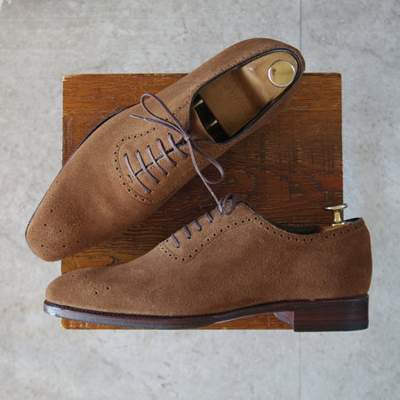 未使用★(スペイン製)カルミナ SIZE 7【グッドイヤーウェルテッド製法★オックスフォードシューズ/80510】スエード/茶/CARMINA★o634