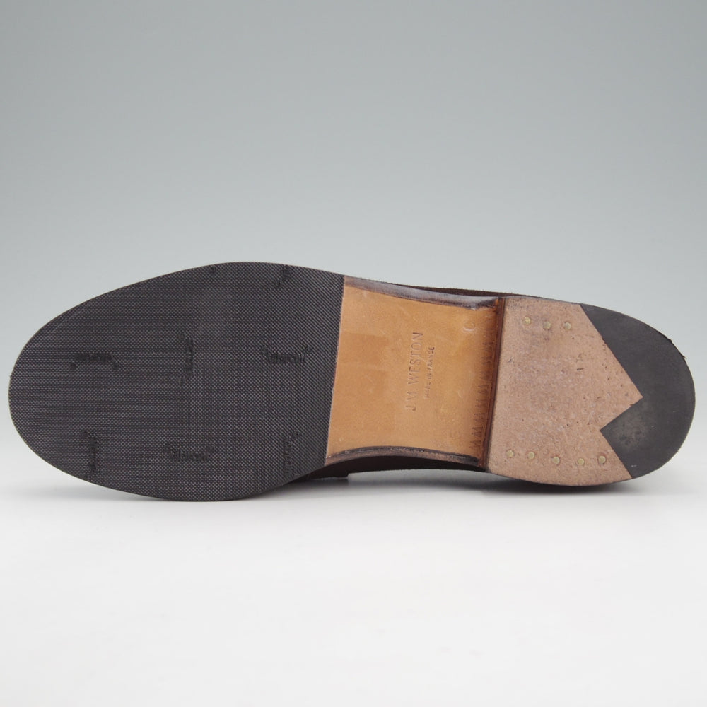 極美品★J.M.ウエストン 5C【定価￥156,200-★コインローファー/180】41ラスト/スエード/濃茶/メンズ/Weston/ウェストン★o095