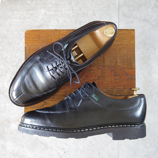 極上★パラブーツ SIZE 7【定価￥96,800-★アヴィニョン/AVIGNON】グリフソール/Uチップ/リスレザー/黒/メンズ/Paraboot★o642