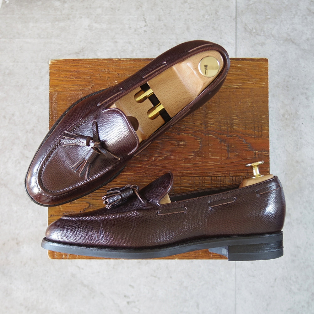 極美品★三陽山長 SIZE 6.5【現行定価￥102,300-★鹿三郎/タッセルローファー】R2010Sラスト/グレインレザー/濃茶/メンズ★o645