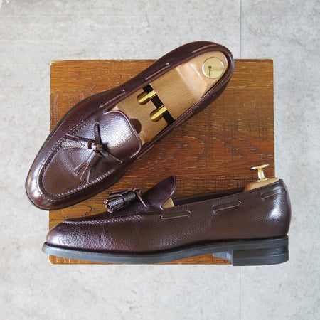 極美品★三陽山長 SIZE 6.5【現行定価￥102,300-★鹿三郎/タッセルローファー】R2010Sラスト/グレインレザー/濃茶/メンズ★o645