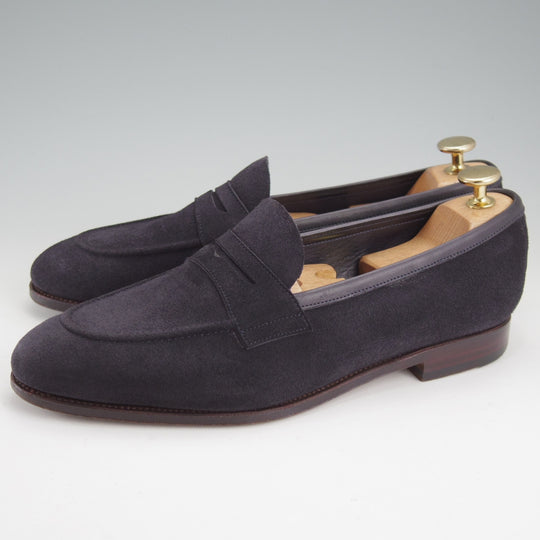 極上★(スペイン製)カルミナ SIZE 6【合計定価￥113,300-★純正ツリー付/コインローファー/80836】SINEUラスト/スエード/紺/CARMINA★o096