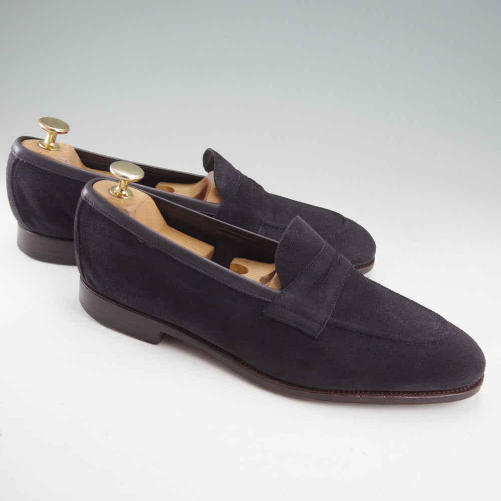 極上★(スペイン製)カルミナ SIZE 6【合計定価￥113,300-★純正ツリー付/コインローファー/80836】SINEUラスト/スエード/紺/CARMINA★o096