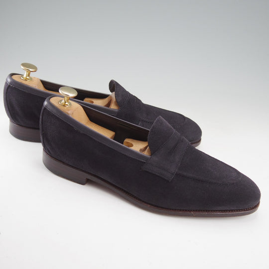 極上★(スペイン製)カルミナ SIZE 6【合計定価￥113,300-★純正ツリー付/コインローファー/80836】SINEUラスト/スエード/紺/CARMINA★o096