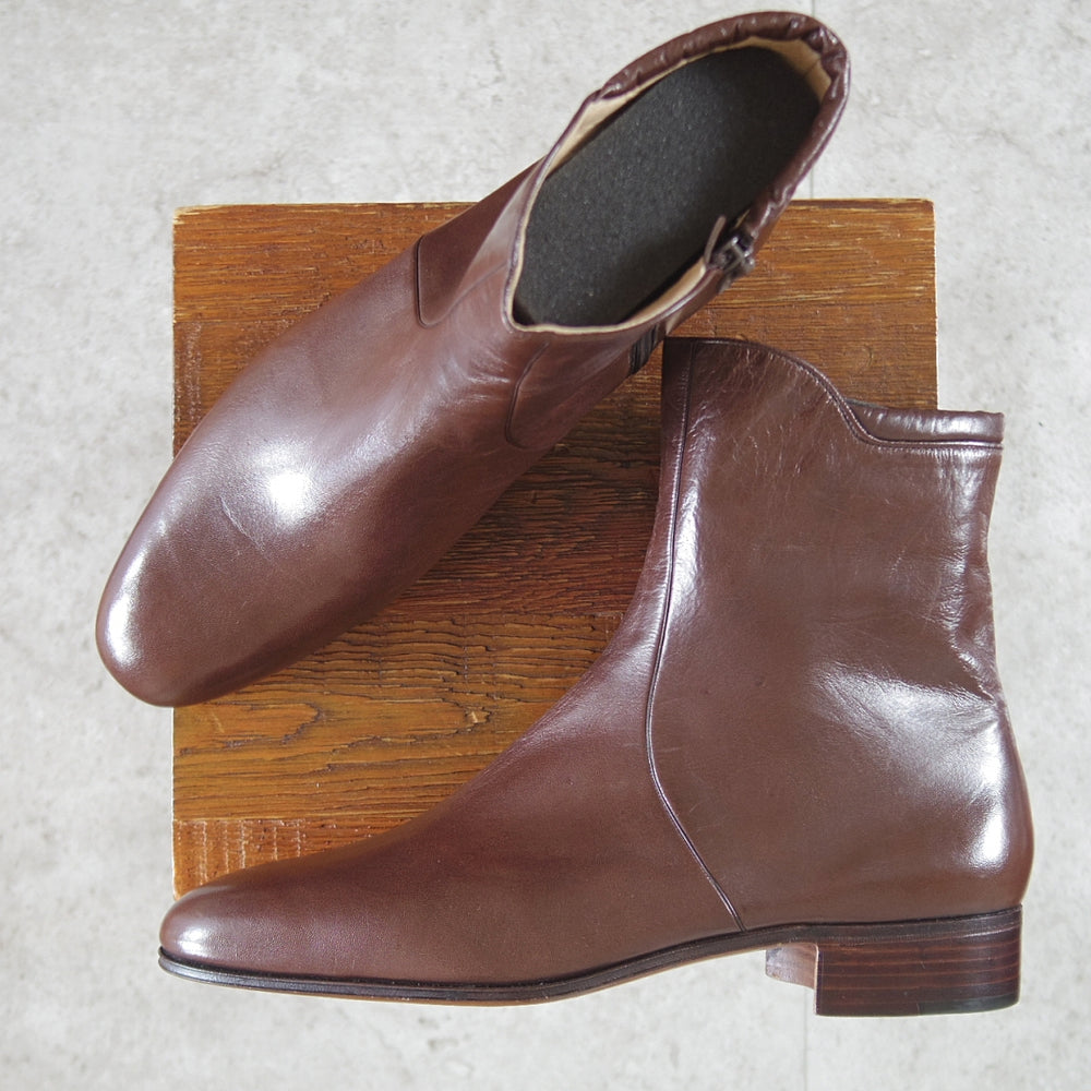 未使用★(伊)タニノクリスチー SIZE 8【デッドストック品★サイドジップブーツ/濃茶】カーフ/メンズ/TANINO CRISCI★p210