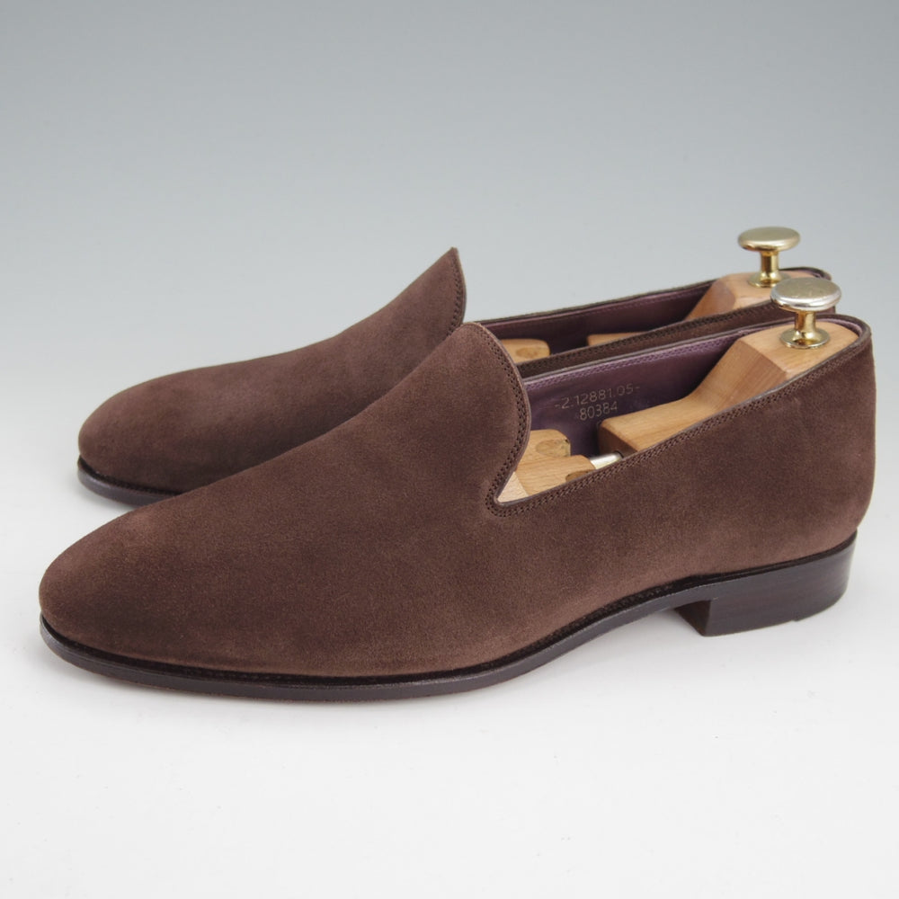 極上★(スペイン製)カルミナ SIZE 6【合計定価￥113,300-★純正ツリー付/ローファー/80384】UETAMラスト/スエード/濃茶/CARMINA★o097