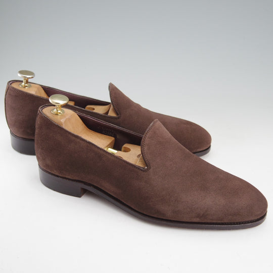 極上★(スペイン製)カルミナ SIZE 6【合計定価￥113,300-★純正ツリー付/ローファー/80384】UETAMラスト/スエード/濃茶/CARMINA★o097