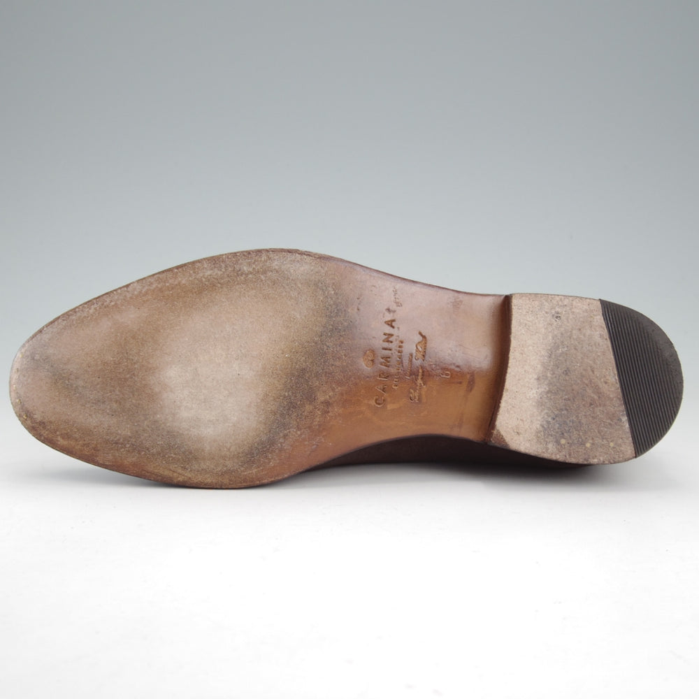 極上★(スペイン製)カルミナ SIZE 6【合計定価￥113,300-★純正ツリー付/ローファー/80384】UETAMラスト/スエード/濃茶/CARMINA★o097
