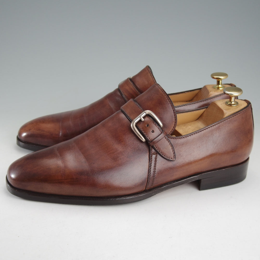 極上★(伊)タニノクリスチー SIZE 7.5【定価15万円以上★モンクストラップ/茶】カーフ/メンズ/TANINO CRISCI★o636